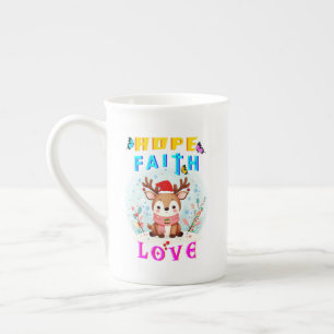 Caneca De Porcelana Esperança Fé Amor