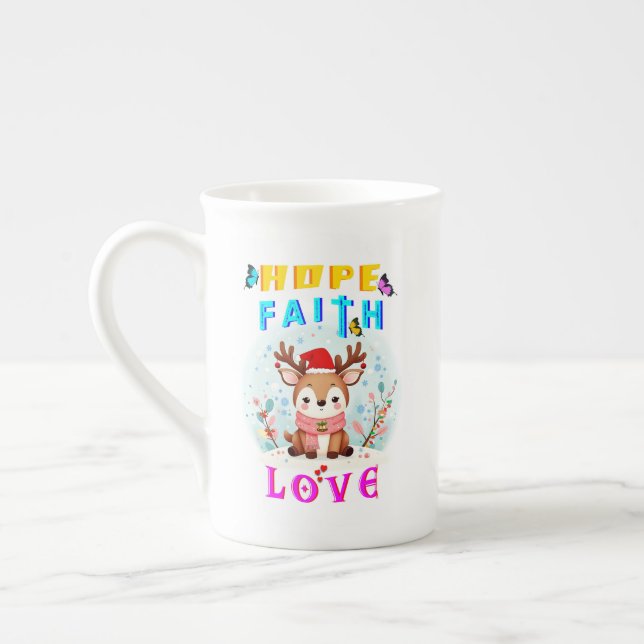 Caneca De Porcelana Esperança Fé Amor (Esquerda)