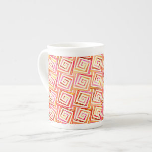 Caneca De Porcelana Espirais quadrados modernos do século médio - v