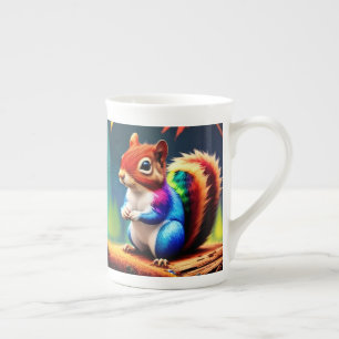 Caneca De Porcelana Esquilo Sentado Colorido Fofo