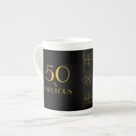Caneca De Porcelana Estilo de Deco de Arte de Aniversário Fabuloso