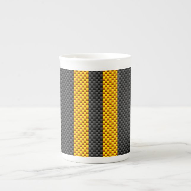 Caneca De Porcelana Estilo de Fibra de Carbono de Grelha Amarela de Tr (Frente)