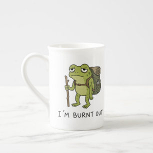 Caneca De Porcelana Estou Exausto Design de Rã Engraçado de Trilha