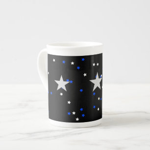Caneca De Porcelana estrelas azuis e brancas