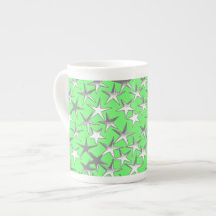 Caneca De Porcelana Estrelas de prata, ao verde limão