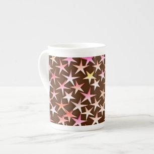 Caneca De Porcelana Estrelas satíricas, cor-de-rosa com chocolate