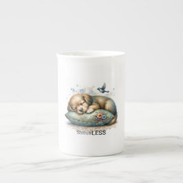 Caneca De Porcelana Estresse da Cãozinha Bonito e Restaurante Menos