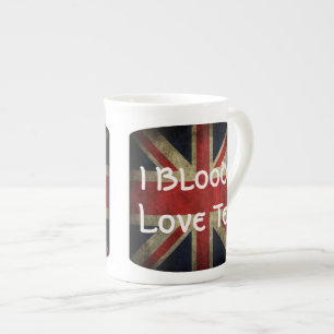Caneca De Porcelana Eu amo bloody o chá com bandeira de Union Jack