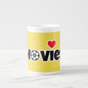 Caneca De Porcelana Eu amo filmes