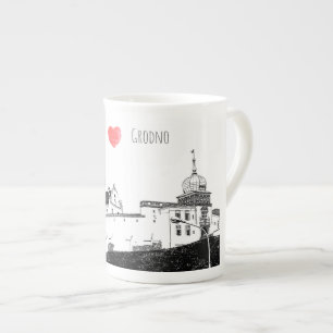 Caneca De Porcelana Eu Amo Grodno Belarus Architecture Sketch Castle