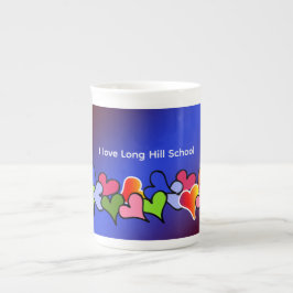 Caneca De Porcelana Eu Amo Meus Corações Multicolores Da Escola