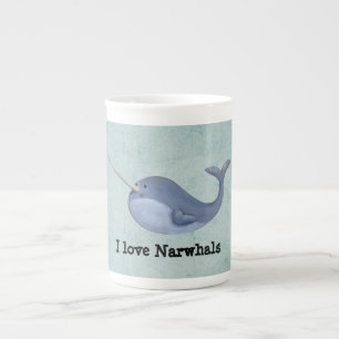 Caneca De Porcelana Eu amo Narwhals