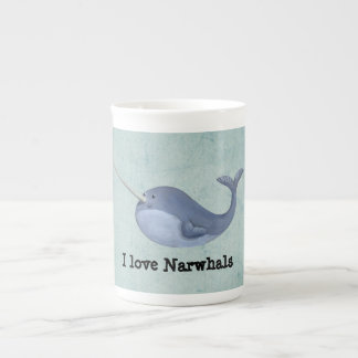Caneca De Porcelana Eu amo Narwhals