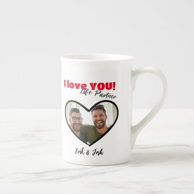 Caneca De Porcelana Eu Amo-Te, Parceiro Da Vida, Casais Mug (Direita)