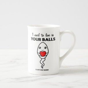Caneca De Porcelana Eu Morava Em Suas Bolas, Pai De Nome Personalizado