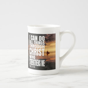 CANECA DE PORCELANA EU POSSO FAZER TUDO ATRAVÉS DO CRISTO QUE FORTALEÇ