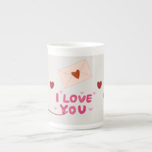 Caneca de porcelana 'Eu Te Amo' Carta de Amor Româ