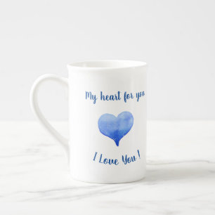 Caneca De Porcelana Eu Te Amo Dia de os namorados De Coração Azul
