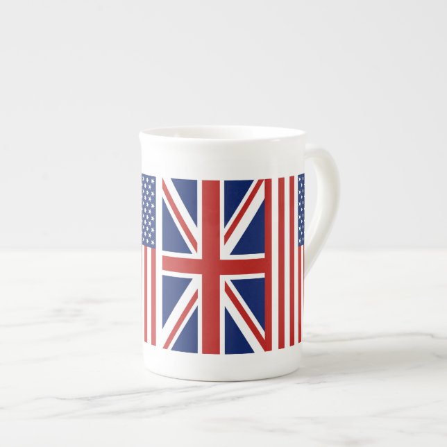 Caneca De Porcelana EUA e bandeiras BRITÂNICAS (Frente Esquerda)