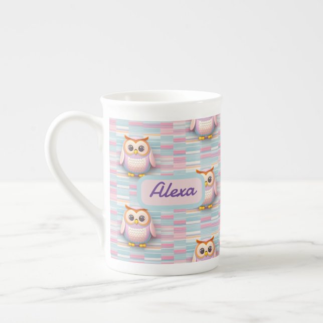 Caneca De Porcelana Eule mit Querstreifen muster pastellfarben Muster (Esquerda)