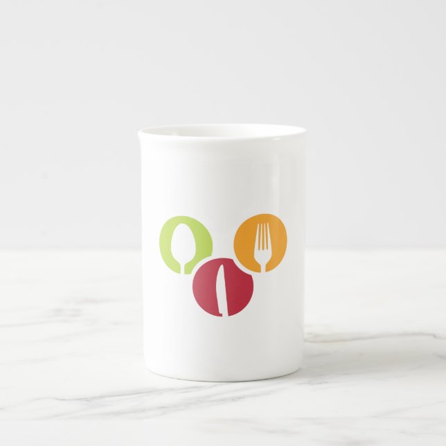 Caneca De Porcelana faca e crachás de garfo (Frente)