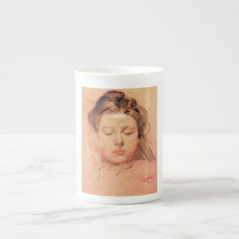 Caneca De Porcelana Face de uma garota dormindo (por Frantisek Kupka)