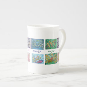 Caneca De Porcelana Faith Hope Love Angel Word China Mug