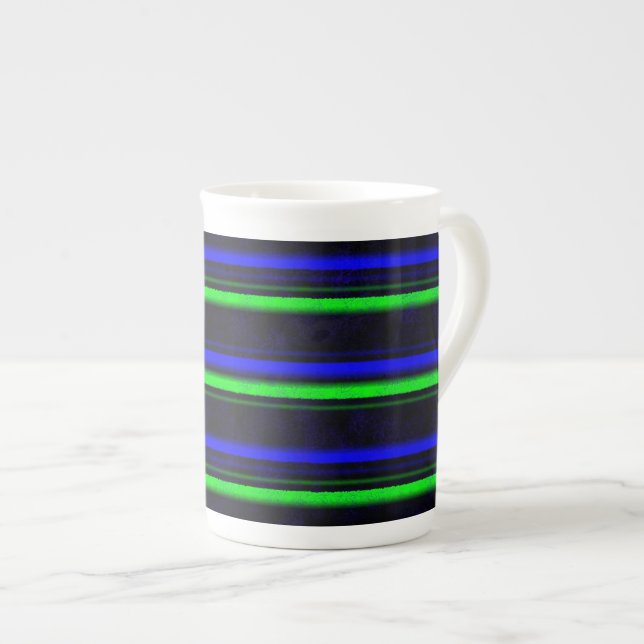 Caneca De Porcelana Faixa Verde Azul Preta (Frente Esquerda)