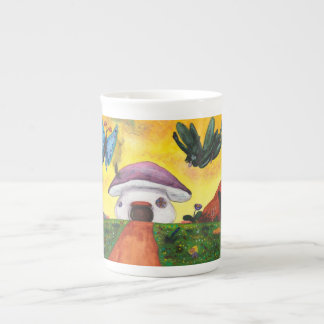Caneca De Porcelana Fantasia de Aquarela Fada Borboleta Casa de Cogume