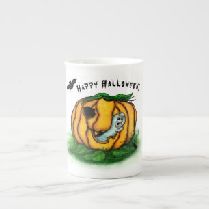 Caneca De Porcelana Fantasma do Halloween, Bat, Ghost e Spider