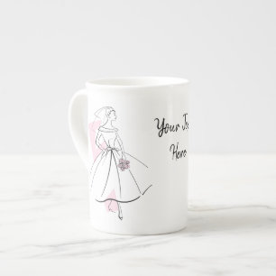 Caneca De Porcelana Fashion Noiva Pink Text cang bone china