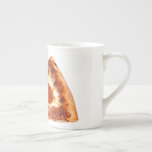 Caneca De Porcelana Fatia de pizza de pepperoni clássica da SlipperyJo