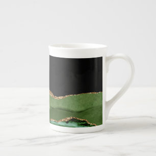 Caneca De Porcelana Faux Emerald Green Marbled Agate Contemporâneo