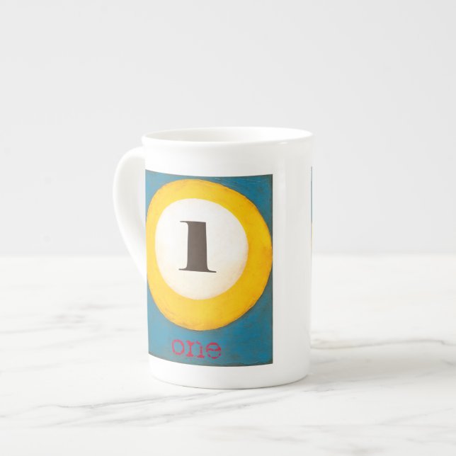 Caneca De Porcelana Fecho da pintura da bola de Piscina número um (Frente Esquerda)