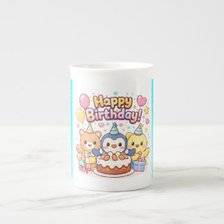 Caneca De Porcelana Feliz Aniversário Estilo Kawaii para Todas as Idad