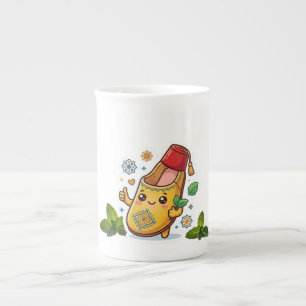 Caneca De Porcelana Feliz Balgha Marroquina Kawaii - Amarelo Tradicion