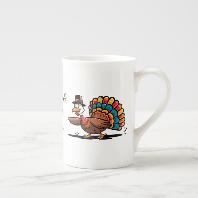 Caneca De Porcelana Feliz Dia de Ação de Graças - Turquia (Direita)