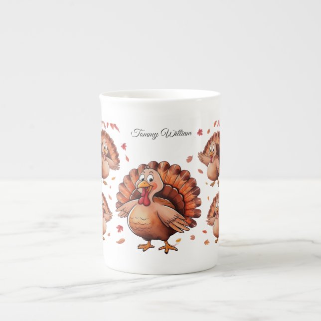 Caneca De Porcelana Feliz Dia de Ação de Graças - Turquia (Frente)