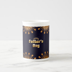 Caneca De Porcelana Feliz Dia dos Pais Bold Gold 3D Text Design