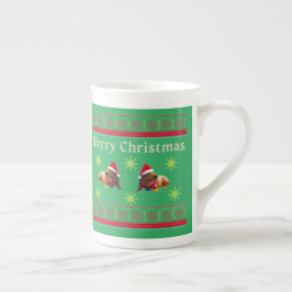 Caneca De Porcelana Feliz Natal Cães Estrela Design de Suéter Feio