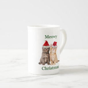 Caneca De Porcelana Feliz Natal Gatinho China Mug
