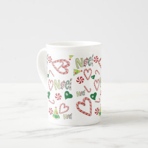Caneca De Porcelana Feliz Natal, Noel Bone China Mug