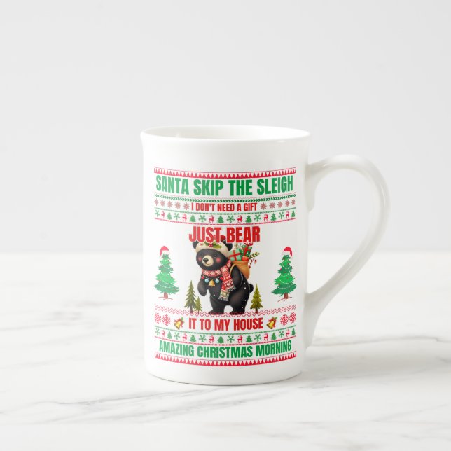 Caneca De Porcelana Feliz Natal Para O Urso Negro Presente (Direita)