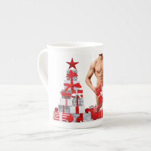 Caneca De Porcelana Feliz Natal SlipperyJoe prata branca