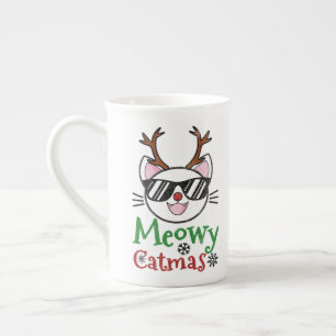 Caneca De Porcelana Felowy Catmas Kitty Cat Red Nose Reindeer