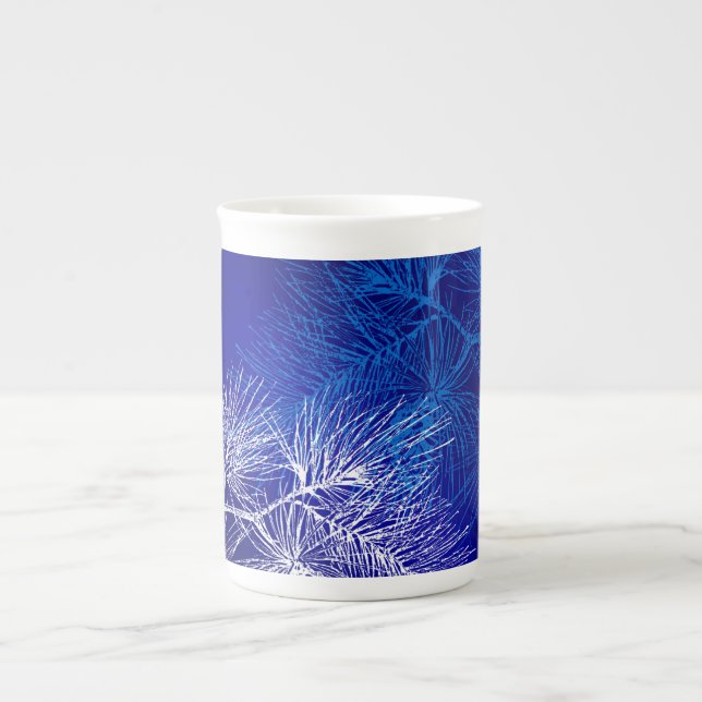 Caneca De Porcelana Feriado branco azul China Mug (Frente)