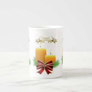 Caneca De Porcelana Feriados Felizes, Velas de Natal