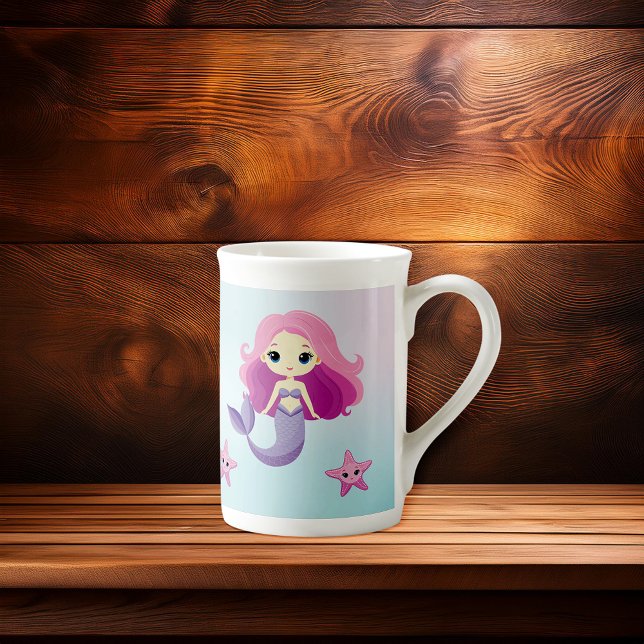 Caneca De Porcelana Festa de aniversário de Sereia Bonita (Criador carregado)