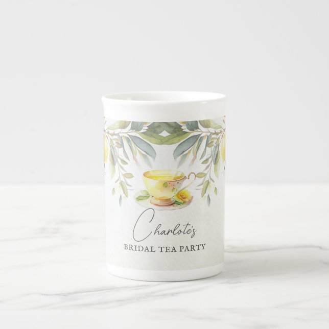Caneca De Porcelana Festa de Chá de Limão Bridal Personalizada (Frente)
