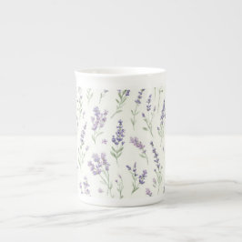 Caneca De Porcelana Festa de Noiva com Lindas Flores Brancas e Lavanda